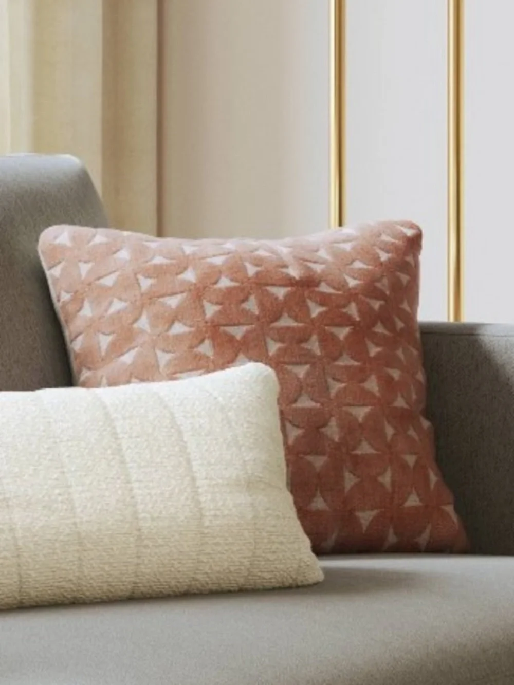 NEW Threshold Velvet Blush Pink Jacquard Geo Square Throw Pillow